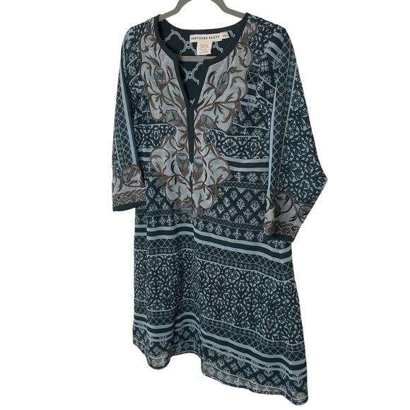 Gretchen Scott Embroidered Patchwork Swing Dress Henna Boho Cottagecore S - Picture 5 of 10